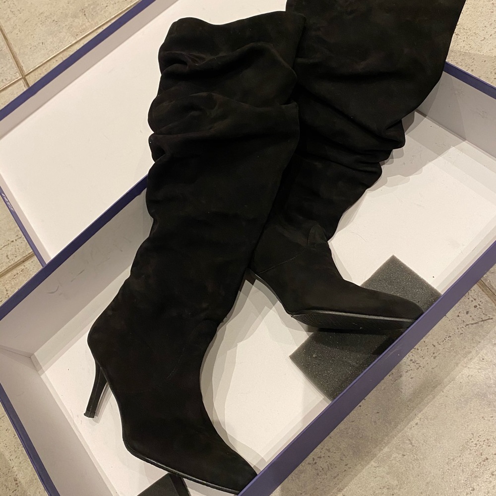 Stuart Weitzman black suede to-the-knee boots
